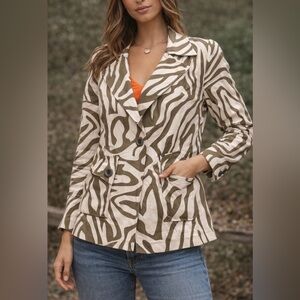 Stylish Zebra Print Women's Blazer